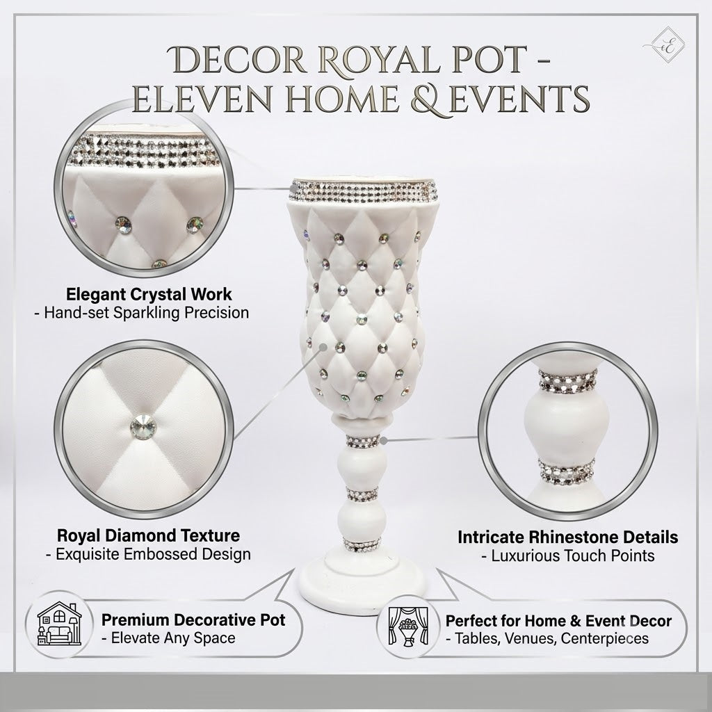 The Décor Royal 24" Crisp White Statement Planter – Elegant High-Gloss Pot for Fresh Florals & Vibrant Greenery (1-Pack)