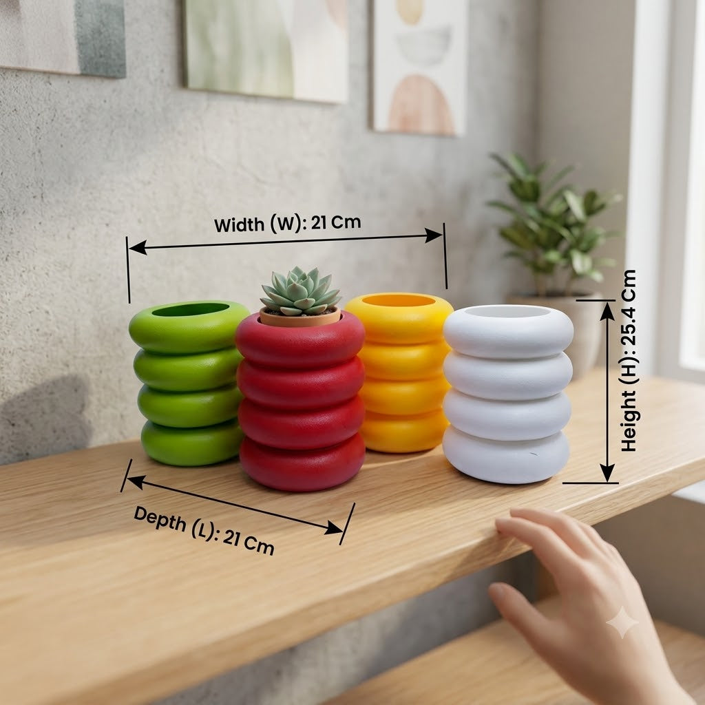 Modern Ring Pot Planters – Decorative Donut Design Set of 2 Mix Colors