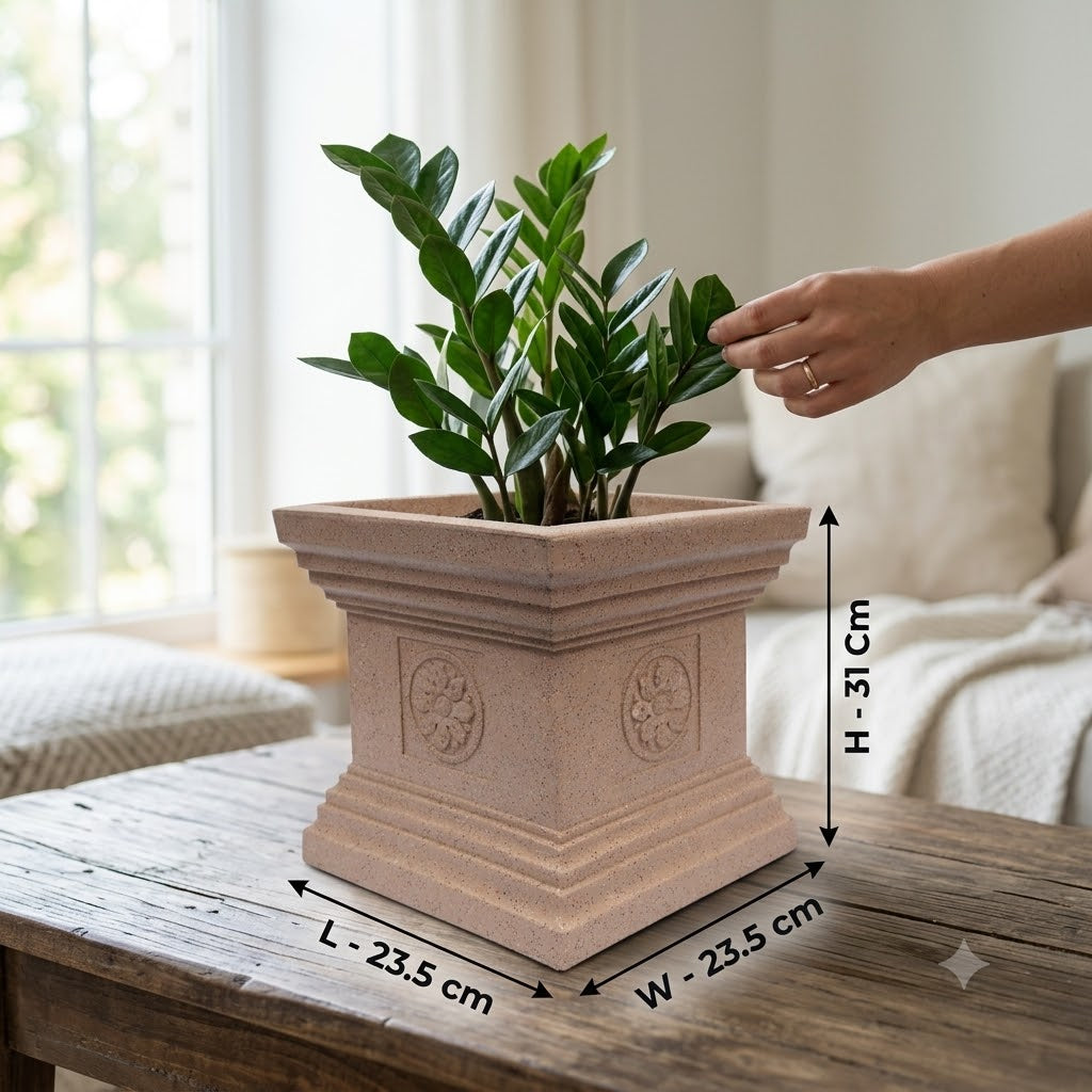 9-Inch Premium Jaguar White Marble Tulsi Pot for Elegant Home Décor