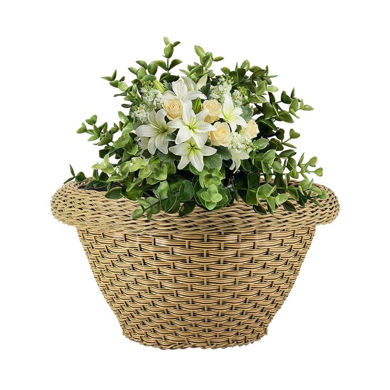 15 Inch Polly Rattan OMX Flower Pot, Round, UV Resistant