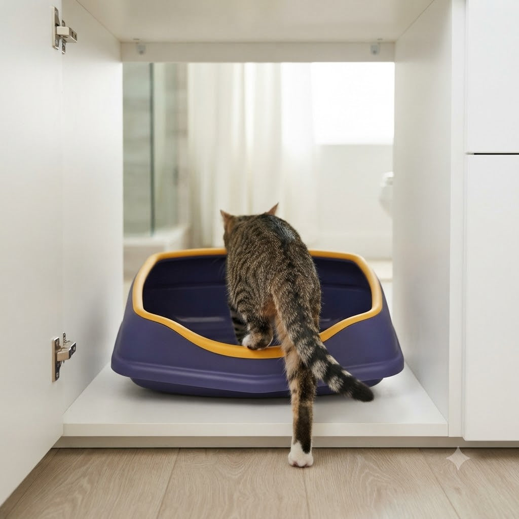 Cat Litter Box Small 18.5 Inch Violet with Scoop