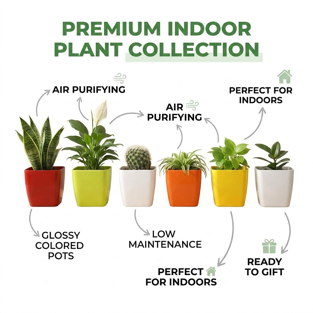 6 Inch Four Square Planter Set of 6  UV Resistant, Lightweight Multicolor Pots (Indoor/Outdoor)