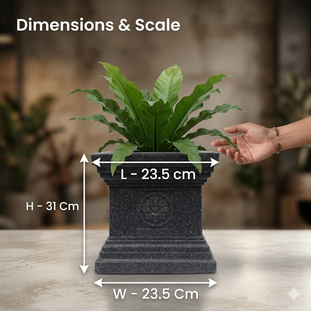 9-Inch Premium Jaguar White Marble Tulsi Pot for Elegant Home Décor