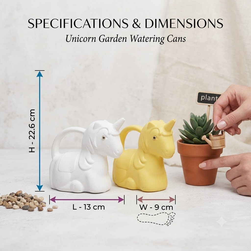 Unicorn Watering Can for Kids — 2 Litre Magical Fun | White & Yellow Set | Lightweight Garden & Indoor Plant Watering Toy