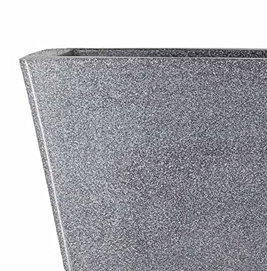 12 Inch Square Greece Marble Look Flower Pot with Tray