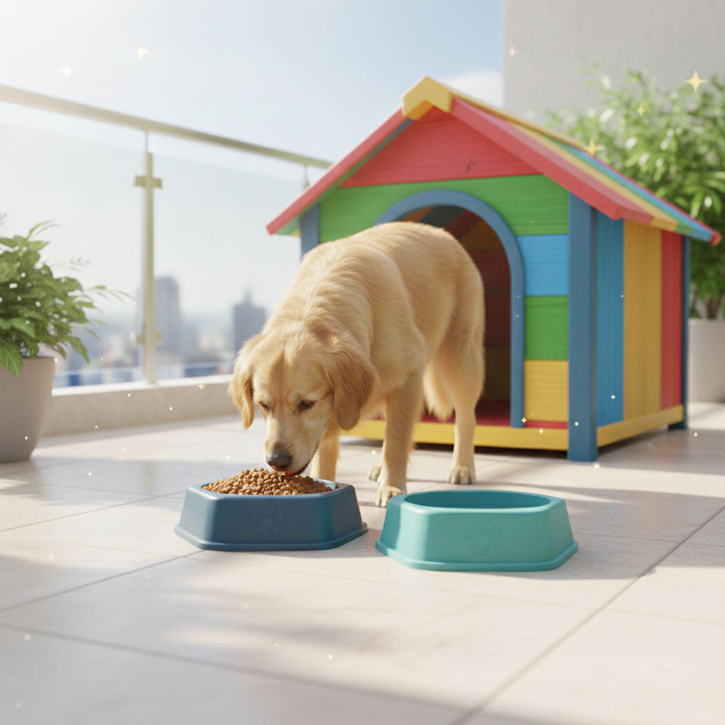 Pet Feeding Bowl – Anti-Slip Octagonal Base, 6.5 Inch (Set of 2)
