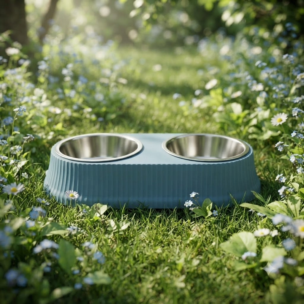 Stainless Steel Double Dog & Cat Bowl Set with Non-Slip Base – 12.5 Inch