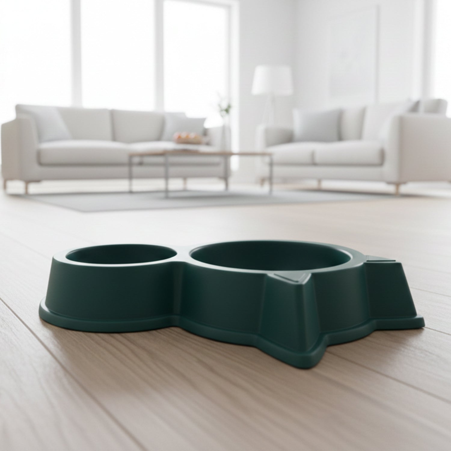 Cat & Dog Ear Double Bowl Plastic Pet Feeder – 11.5 Inch