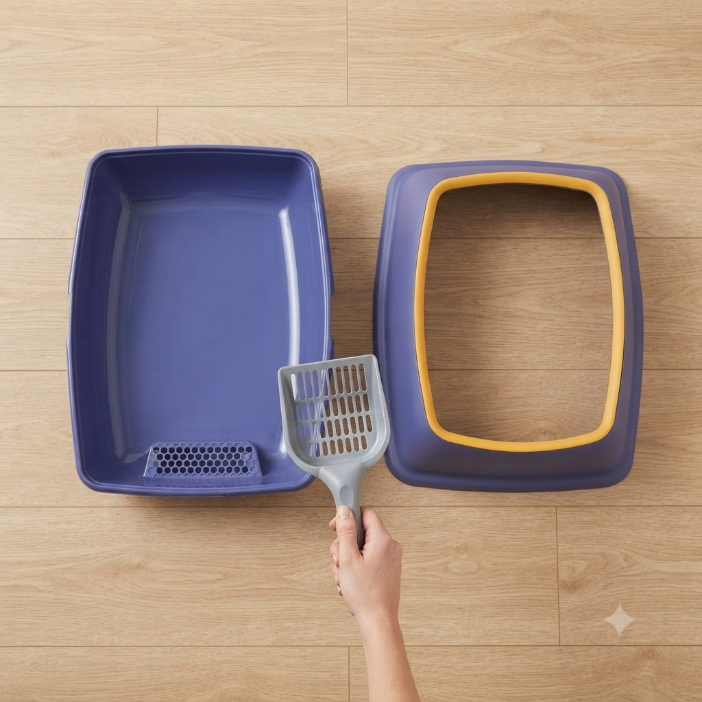 Cat Litter Box Small 14.5 Inch Violet with Scoop