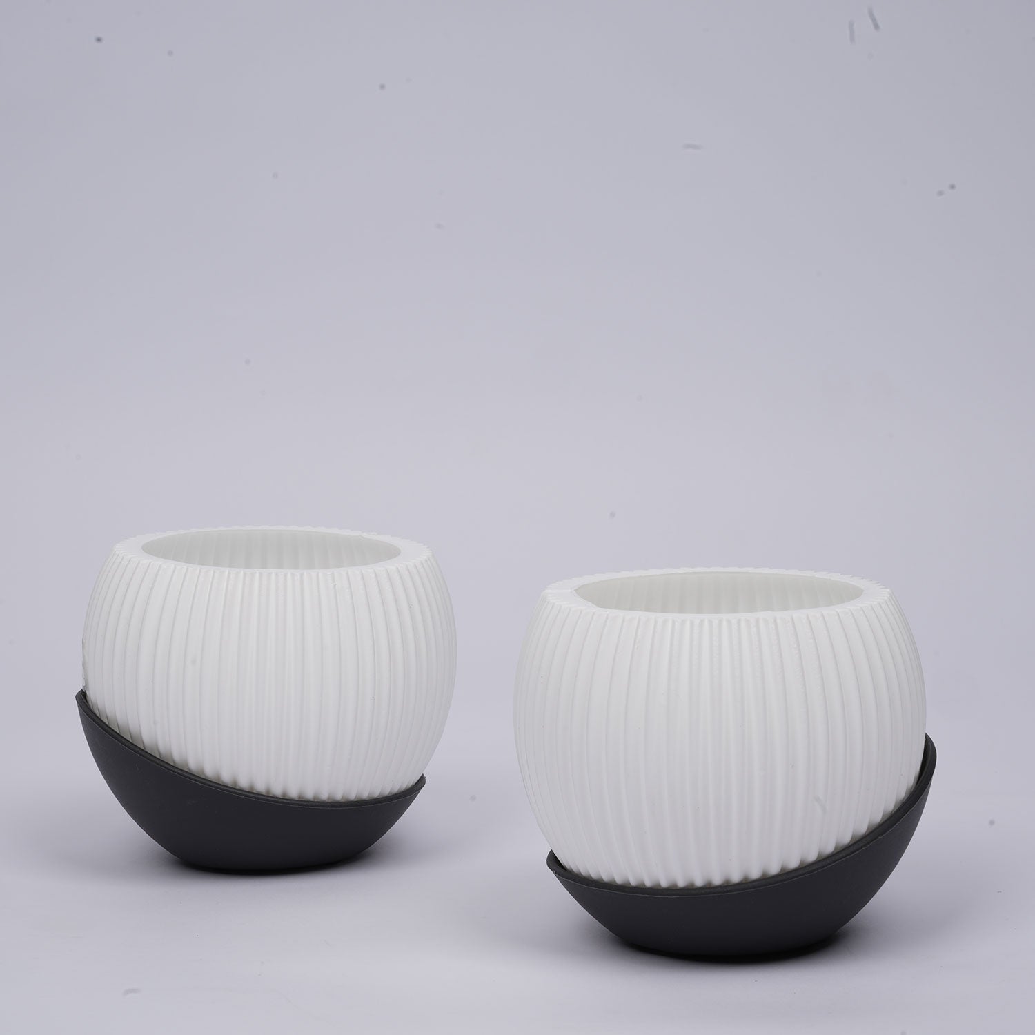 Melon 4.5 inch (11 cm) Plastic Planter with Moon Tray - Set of 2 (Peach & More)