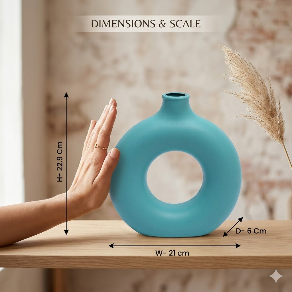 Prestige Circle Pot 8" | Mix Fresh Colours | Set of 2 | Handcrafted Ceramic Donut Vase