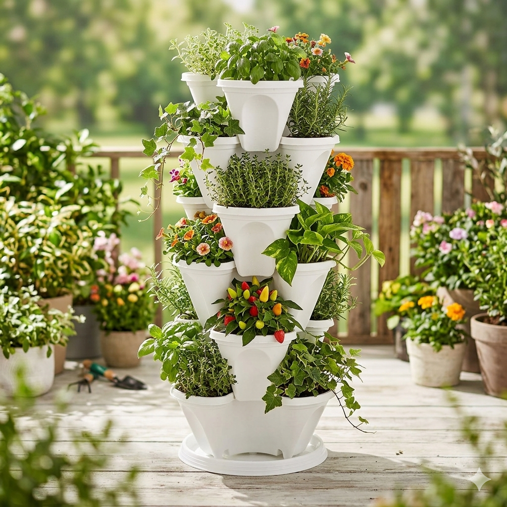 Stack A Pot Hanging Planters 7 Piece Space Saving Design