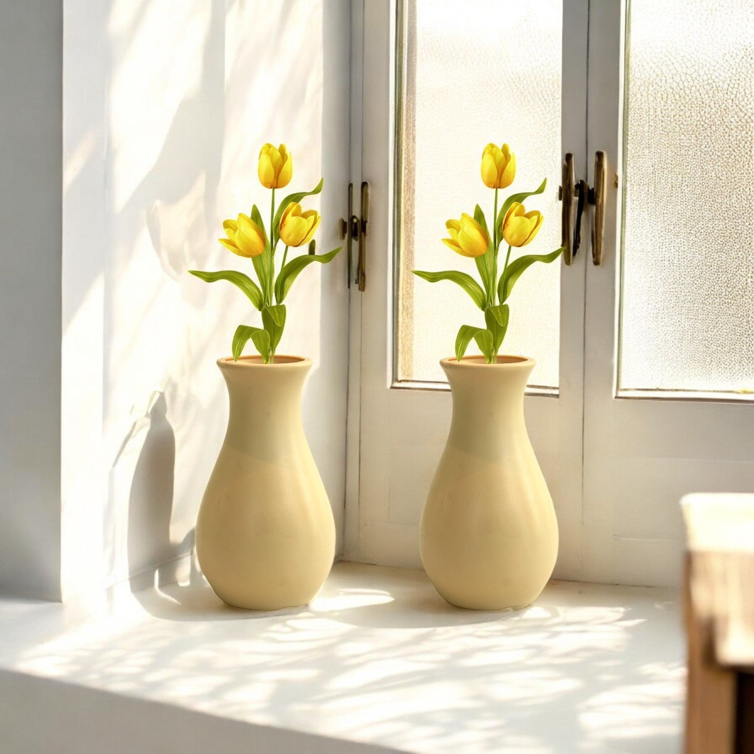 6 Inch Round Grey Lucky Plastic Flower Vases  Indoor Decor (Set of 2)
