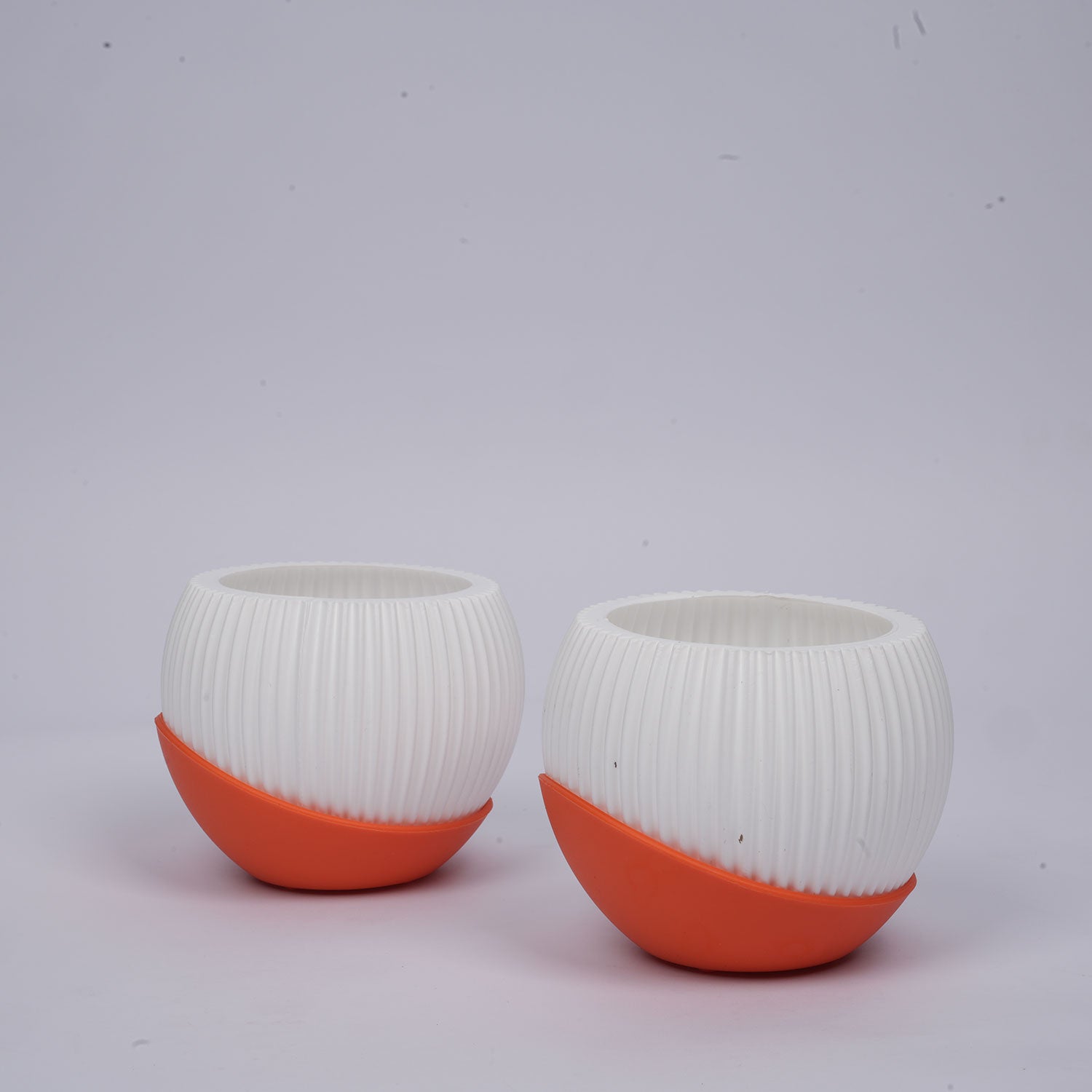 Melon 4.5 inch (11 cm) Plastic Planter with Moon Tray - Set of 2 (Peach & More)