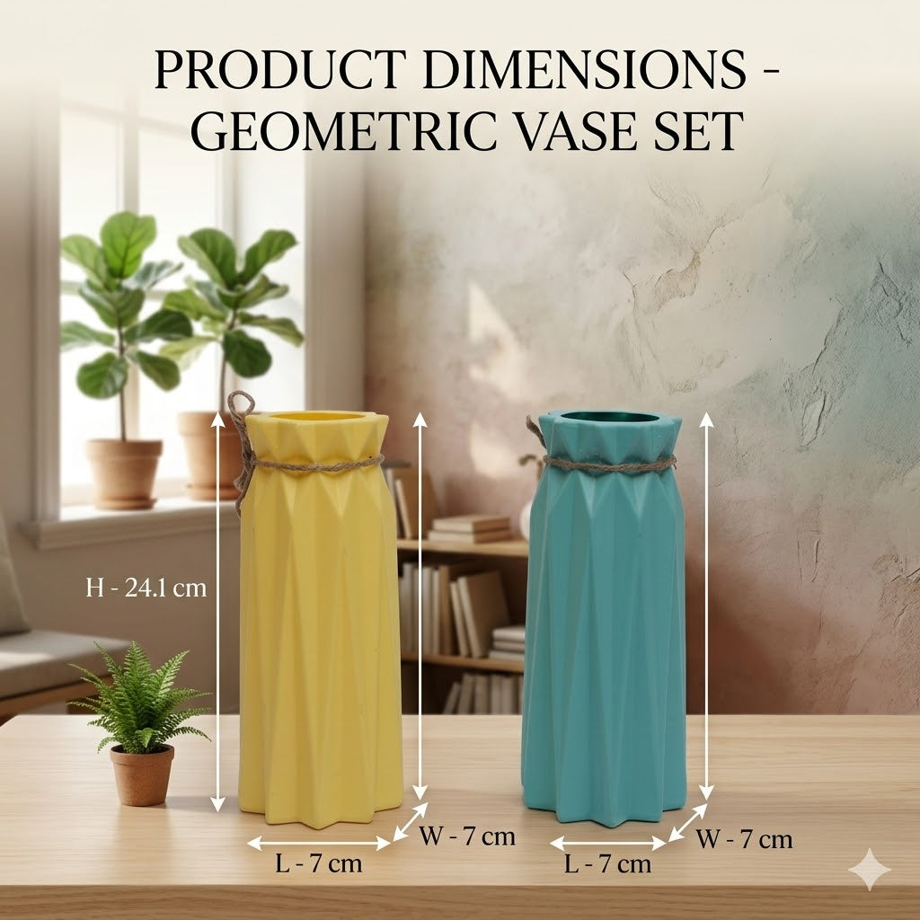 Doms Origami-Style Decorative Vase Pot 9.5" | Set of 2 | Home Décor Flower Vase