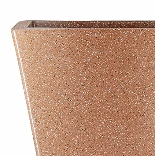 10 Inch Square Greece Marble Look Flower Pot with Tray