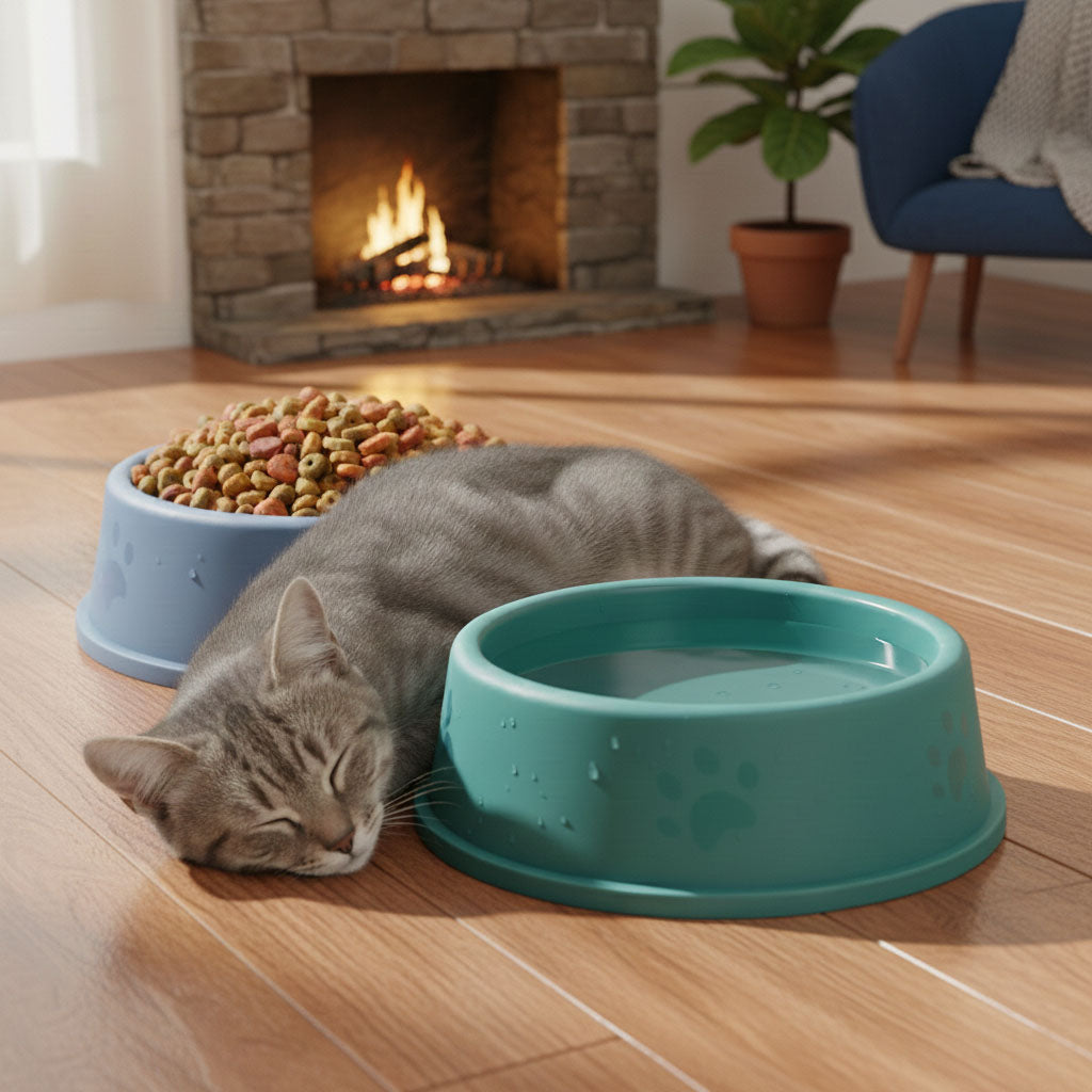 Plastic Dog & Cat Bowl Set - Round Single Bowl, 7 Inch Set of 2 Pack