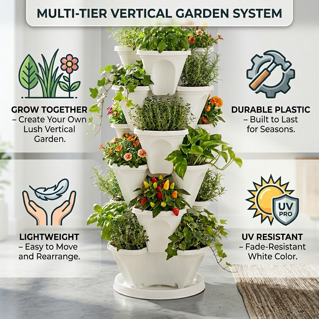 Stack A Pot Hanging Planters 7 Piece Space Saving Design
