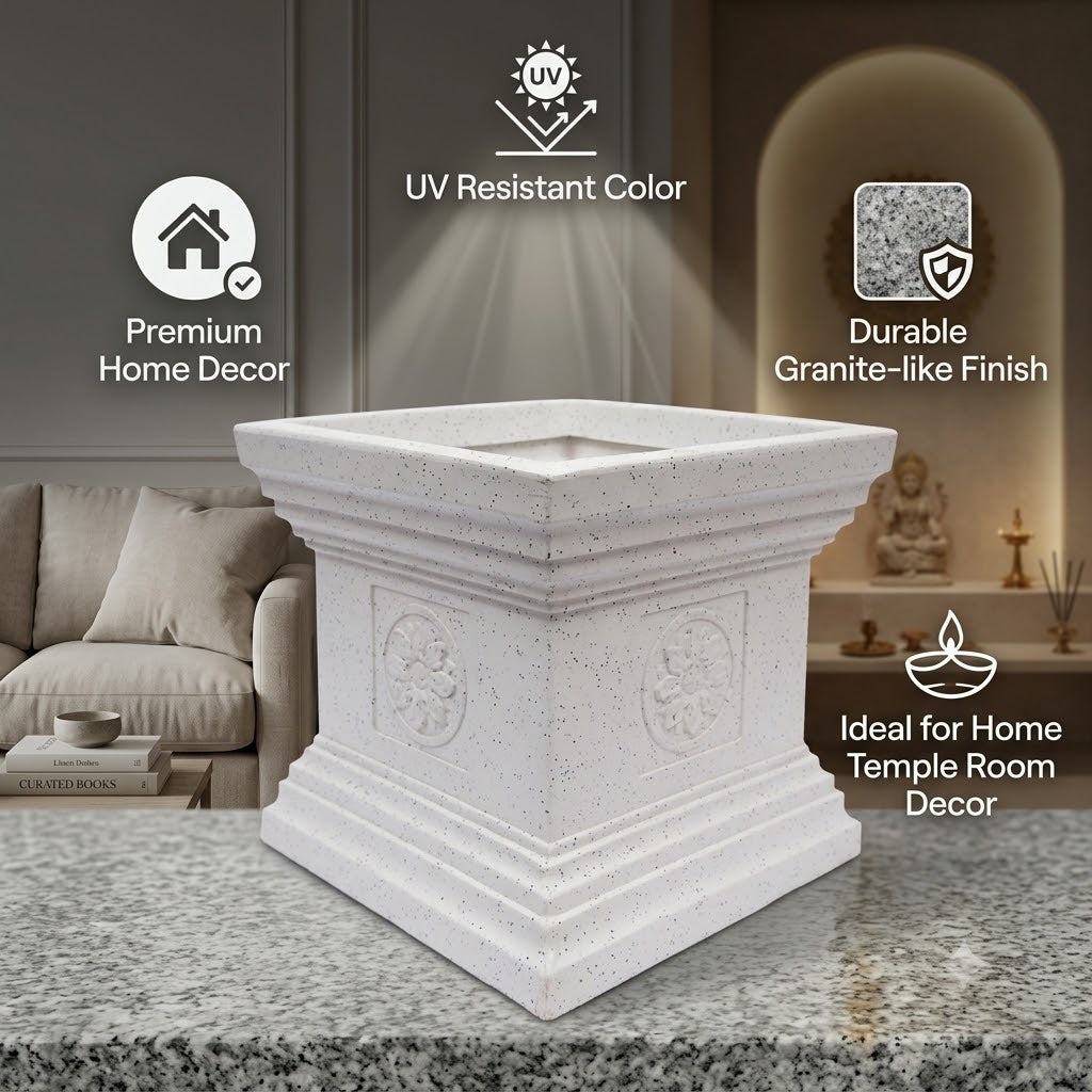 Elevate Your Home Sanctuary with the Majestic 19-Inch Jaguar Marble Tulsi Pot