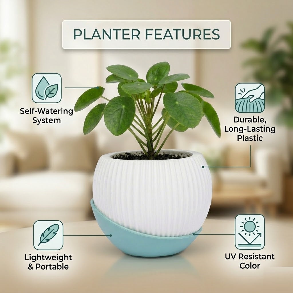 Melon 4.5" Peach Ceramic Pot with Moon Tray (Set of 2)