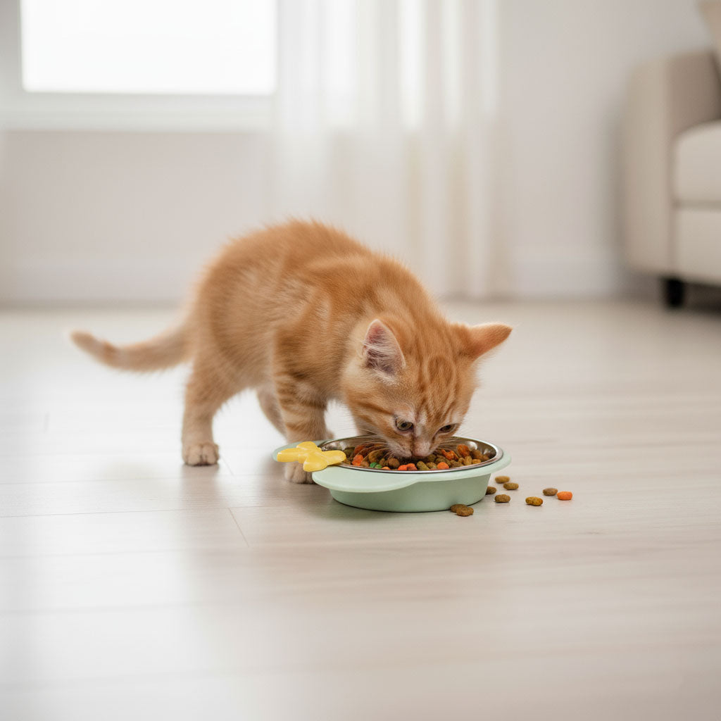 Stainless Steel Cat & Dog Bowl with Non-Slip Plastic Base – 6.5 Inch, Set of 2