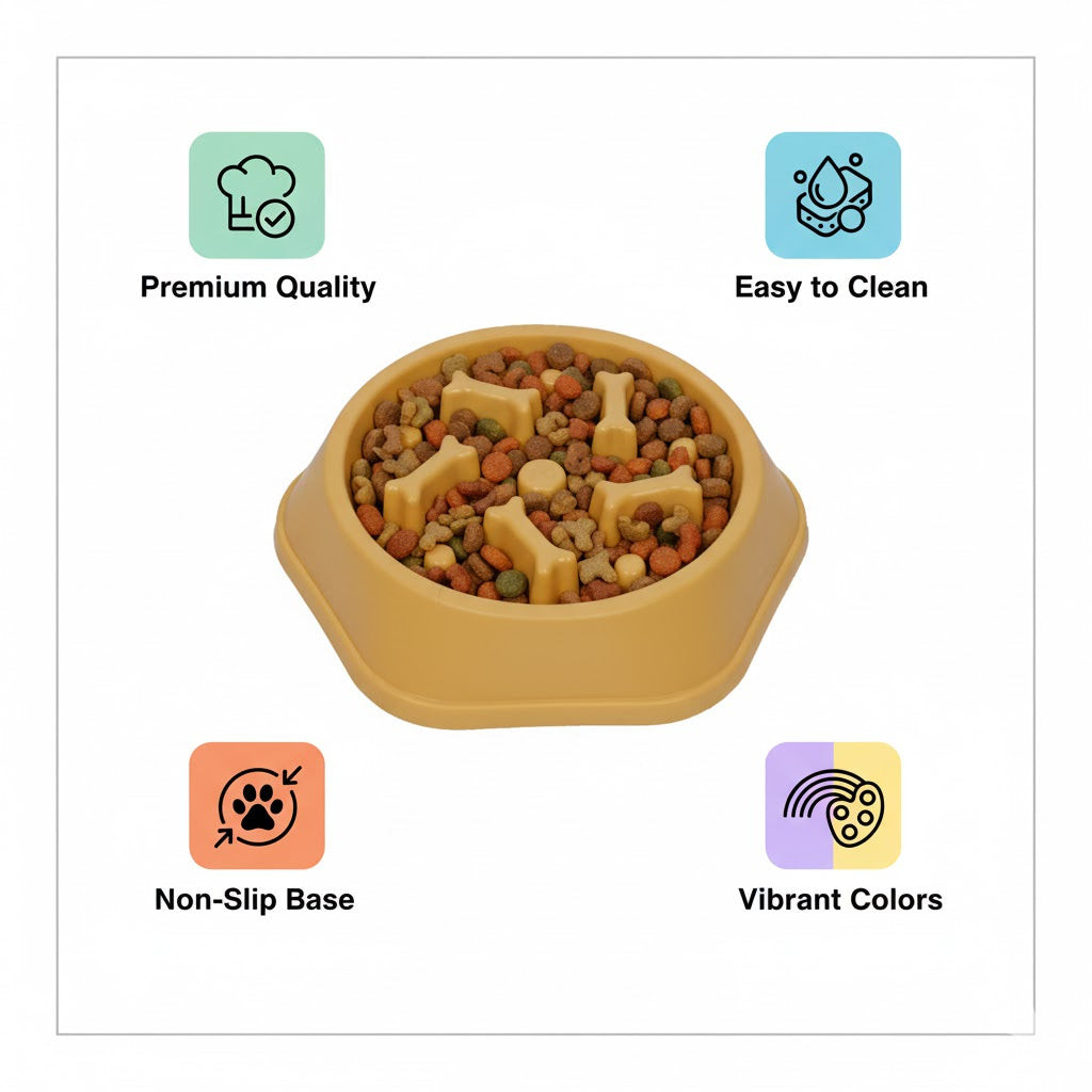 Slow Feeder Dog & Cat Bowl – 9 Inch Anti-Choking Puzzle Bowl for Fast Eaters