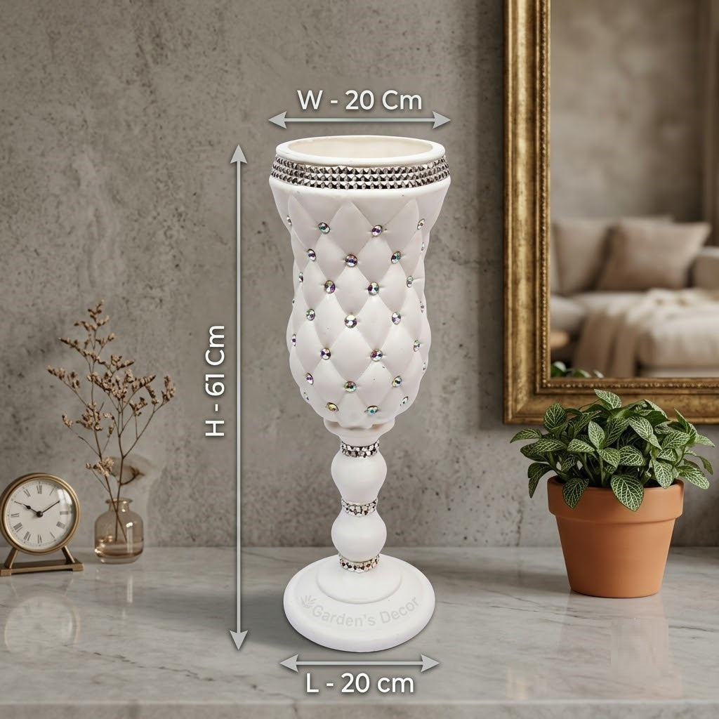 The Décor Royal 24" Crisp White Statement Planter – Elegant High-Gloss Pot for Fresh Florals & Vibrant Greenery (1-Pack)