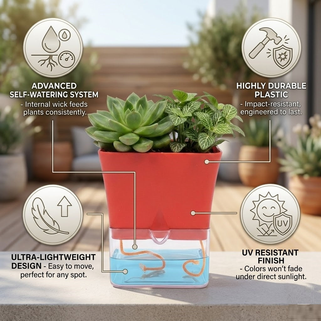 Austin 5-Inch Square Plant Pots Set of 2