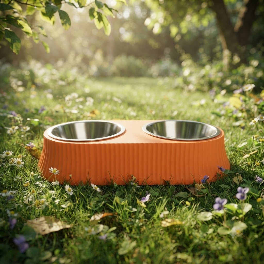 Stainless Steel Double Dog & Cat Bowl Set with Non-Slip Base – 12.5 Inch