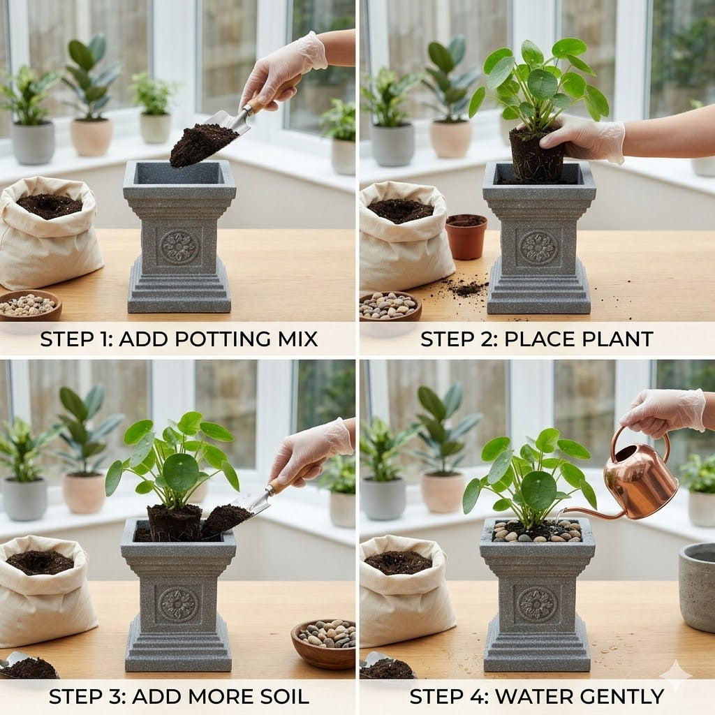Elevate Your Home Sanctuary with the Majestic 19-Inch Jaguar Marble Tulsi Pot