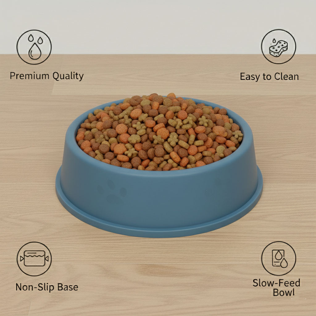 Plastic Dog & Cat  Bowl, 6-Inch Non-Slip Pet Feeding Bowl, Set of 3