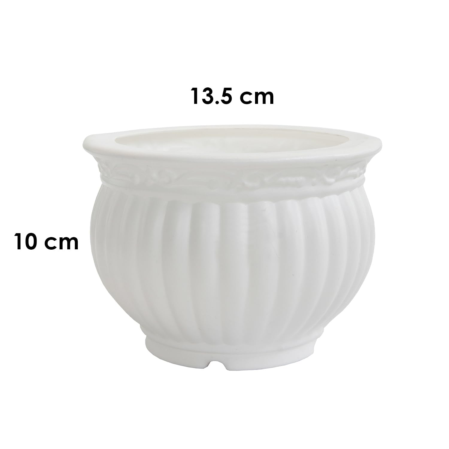 Kanha Matki Plastic Flower Pots  Set of 2 (White, Round)
