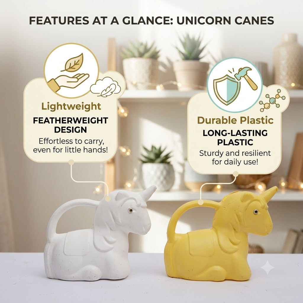 Unicorn Watering Can for Kids — 2 Litre Magical Fun | White & Yellow Set | Lightweight Garden & Indoor Plant Watering Toy