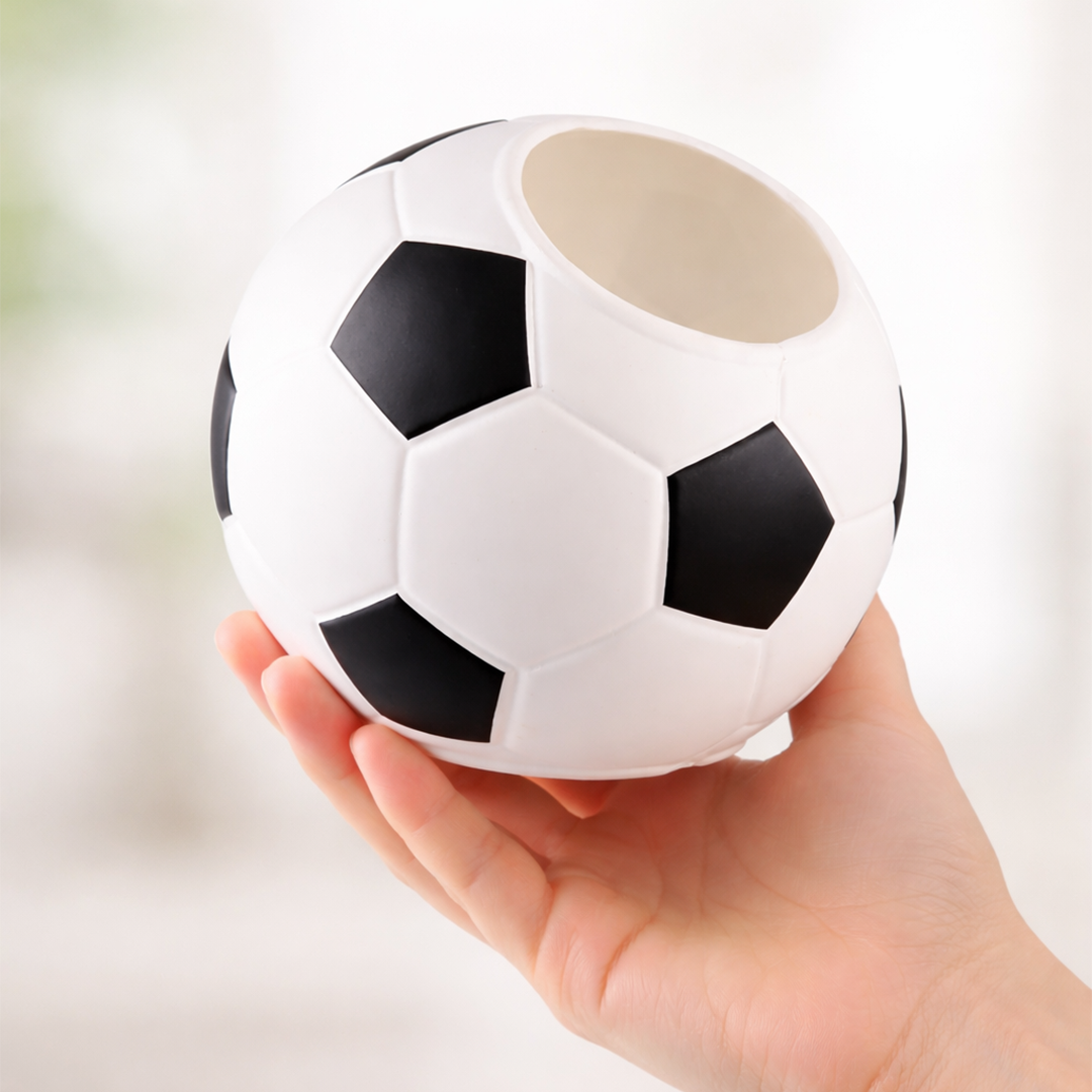 7.8 Inch Football Round Planter  UV Resistant, Lightweight White Pot (Indoor/Outdoor)
