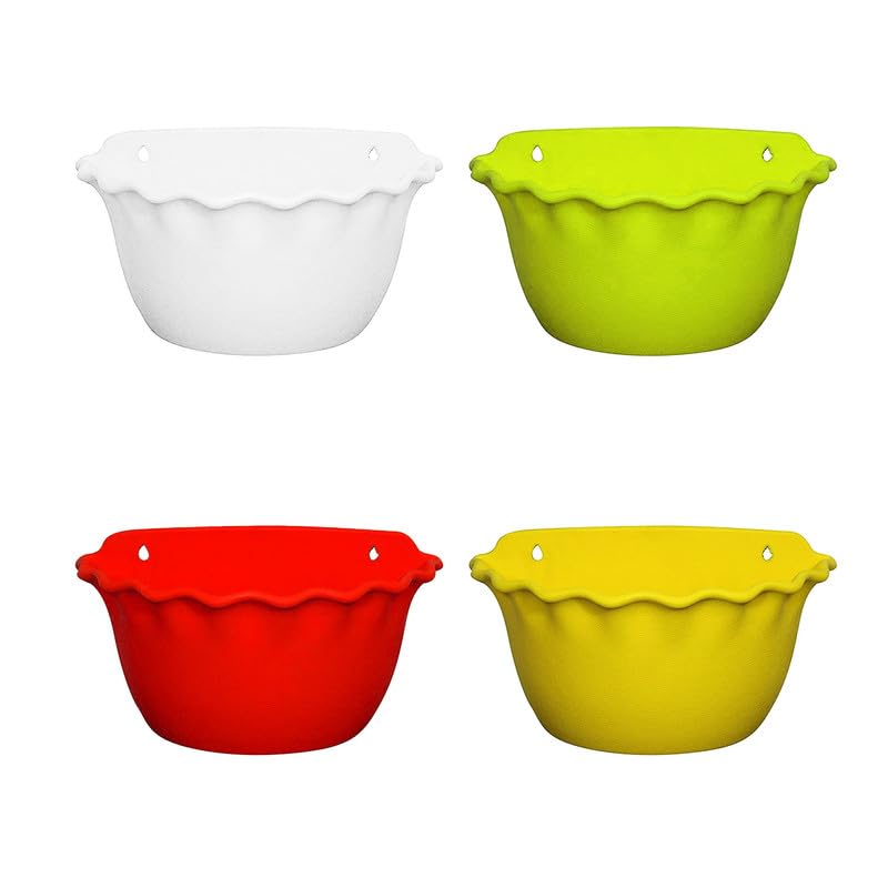 5.11 Inch Platinum Wall Planters UV Resistant, Lightweight Multicolor Pots (Set of 4)