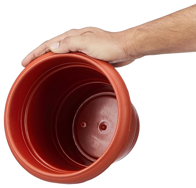 Round Pots for Plants with Bottom Tray | Indoor and Outdoor Flower Pot | 8 inch, Set of 4 |