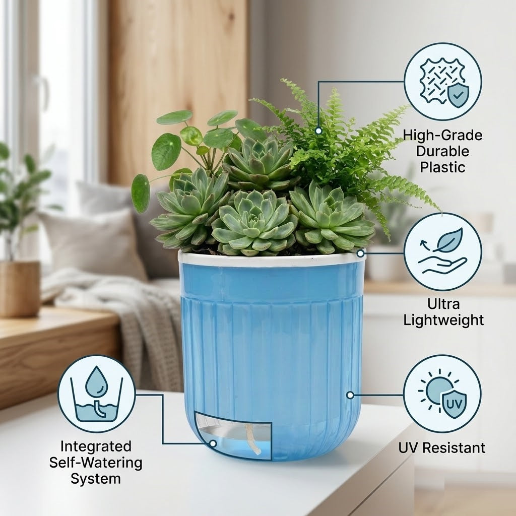 8" Transparent Self-Watering Seoul Pots (White, Set of 2) – Sleek Hydroponic Planters