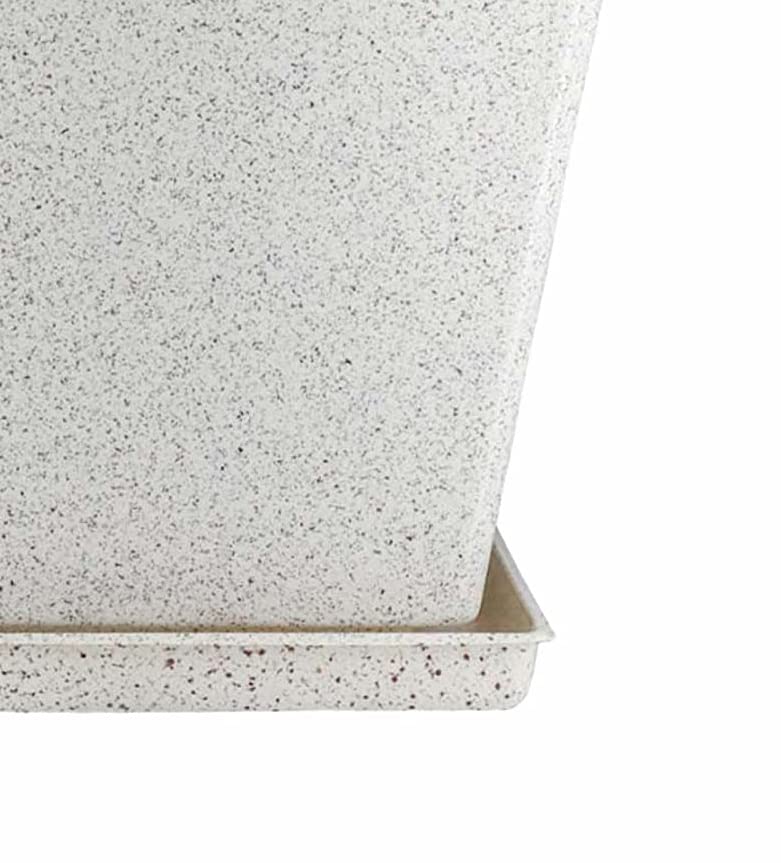 12 Inch Square Greece Marble Look Flower Pot with Tray