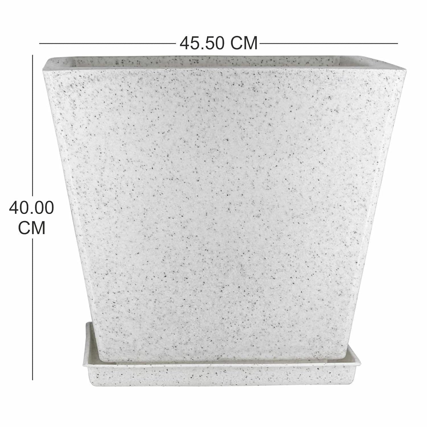 14 Inch Square Greece Marble Look Flower Pot with Tray