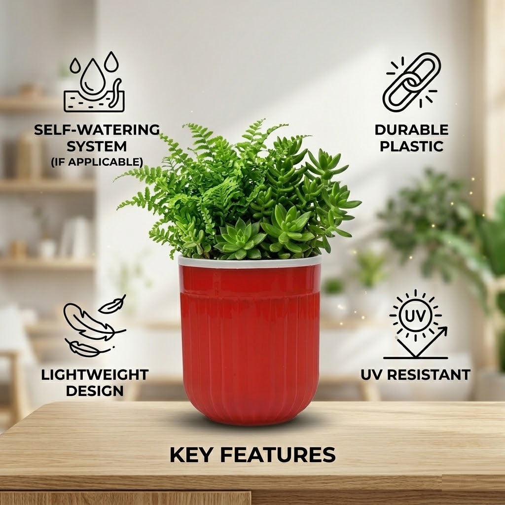 Seoul 6" Transparent Self-Watering Pots with White Inserts (Set of 2) – Modern Sleek Planters for Indoor Plants