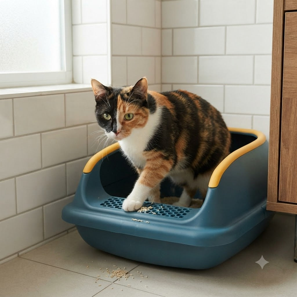 Cat Litter Box Small 18.5 Inch Violet with Scoop