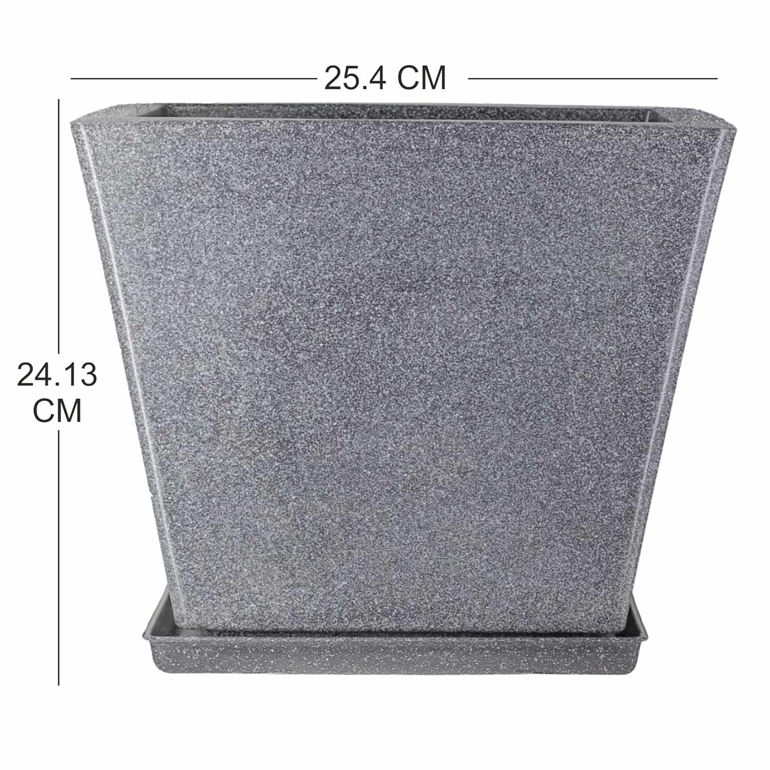 10 Inch Square Greece Marble Look Flower Pot with Tray