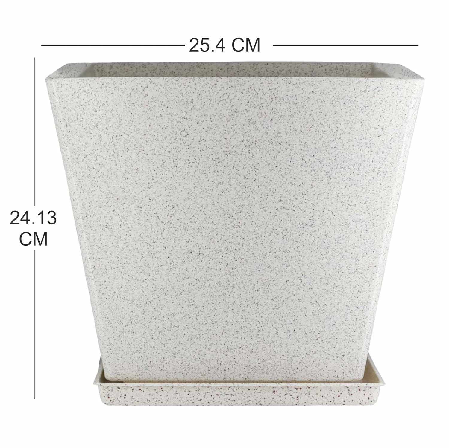 10 Inch Square Greece Marble Look Flower Pot with Tray