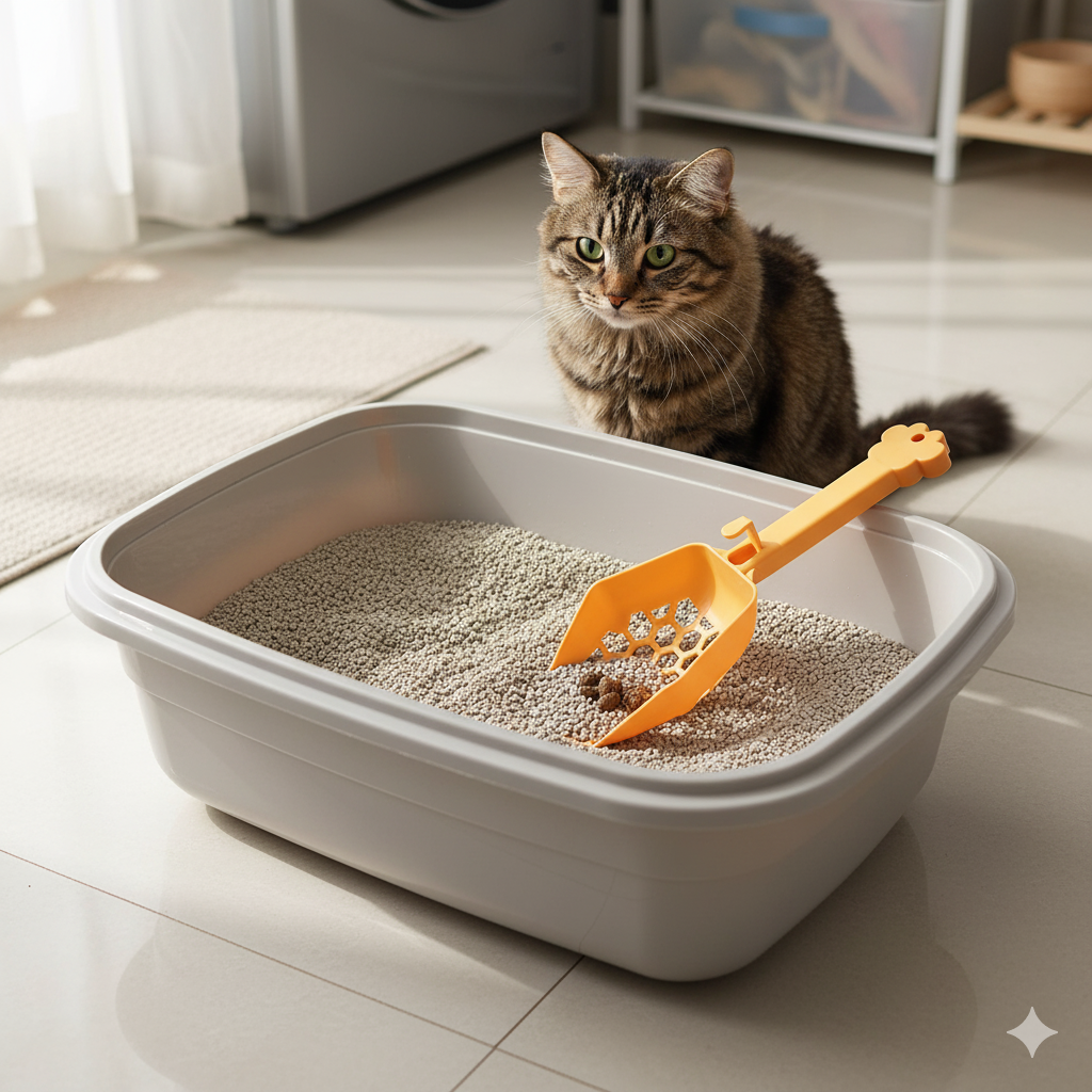 Premium Plastic Cat Litter Scoop with Honeycomb Filter & Ergonomic Paw Handle – Easy Sifting Poop Scooper for Cats & Kittens