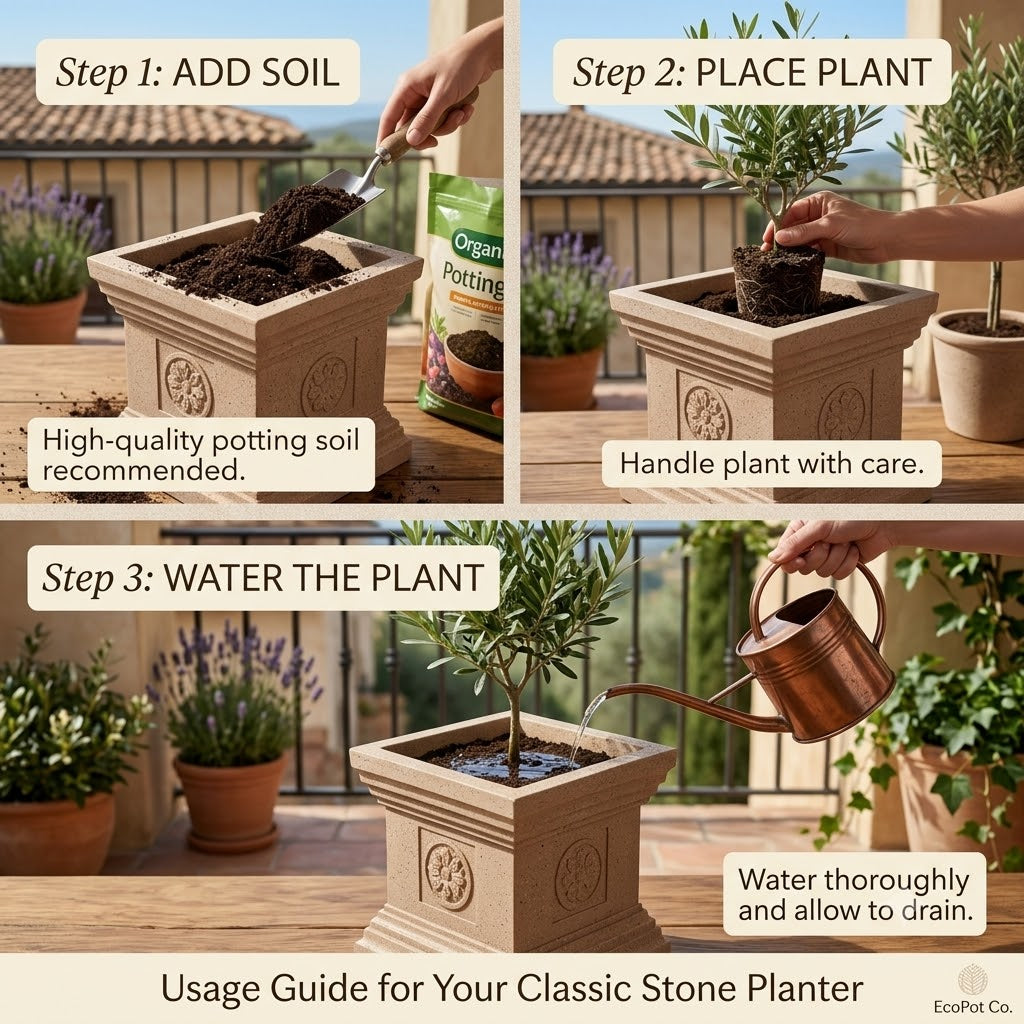 Jaguar 12" Grey Granite Tulsi Pot – Bringing Modern Minimalist Elegance to Your Sacred Rituals