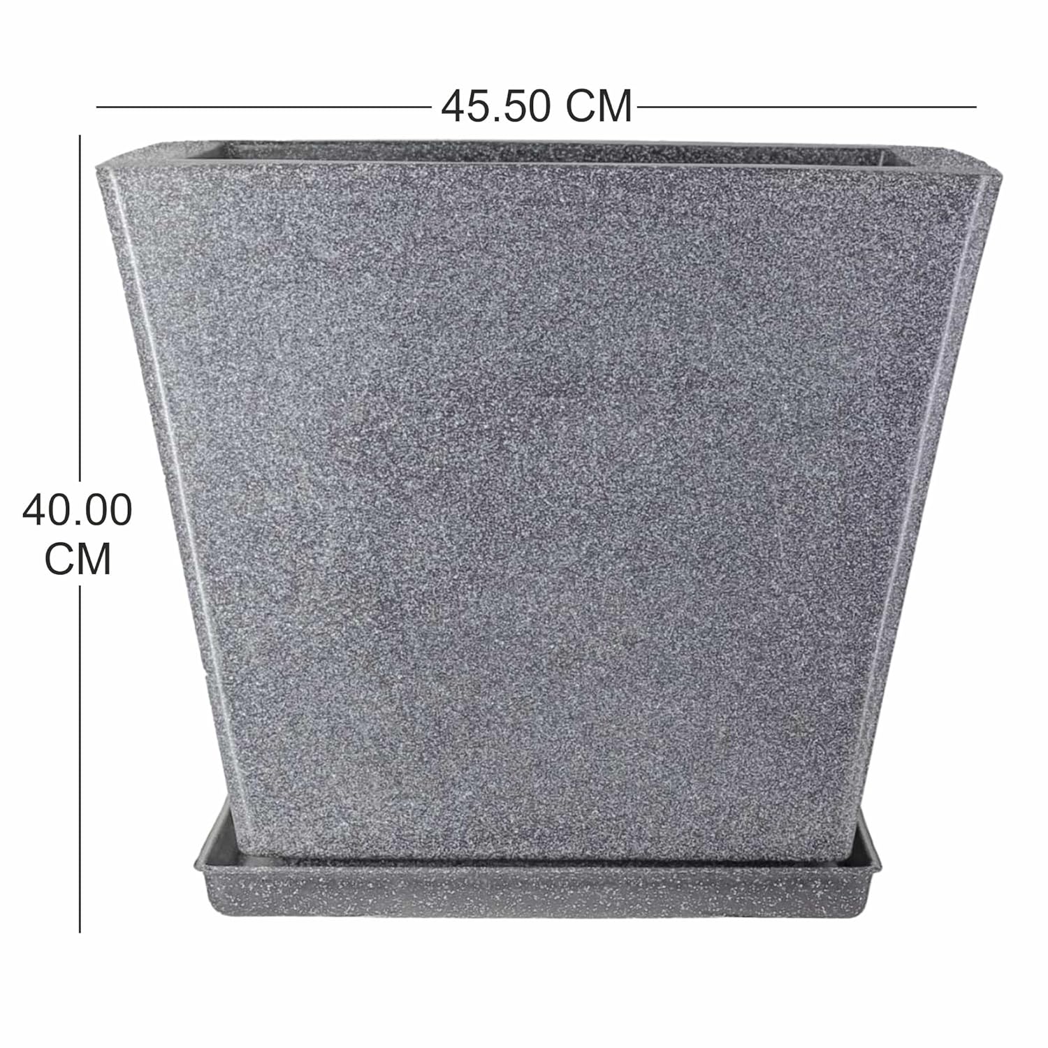 14 Inch Square Greece Marble Look Flower Pot with Tray
