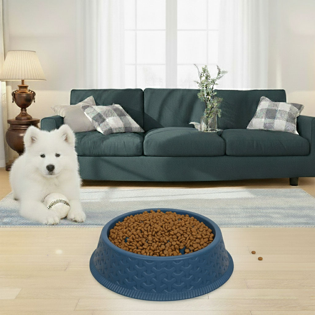 Round Plastic Cat & Dog Bowl, 5-Inch, Non-Slip Textured Base – Set of 3