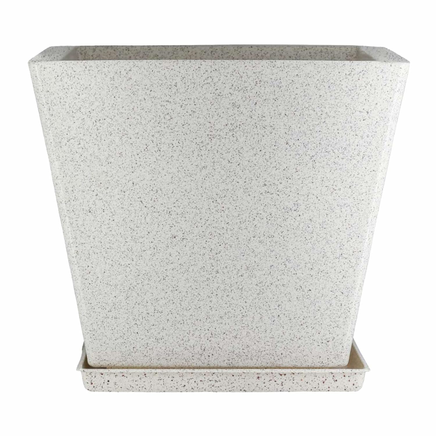 14 Inch Square Greece Marble Look Flower Pot with Tray