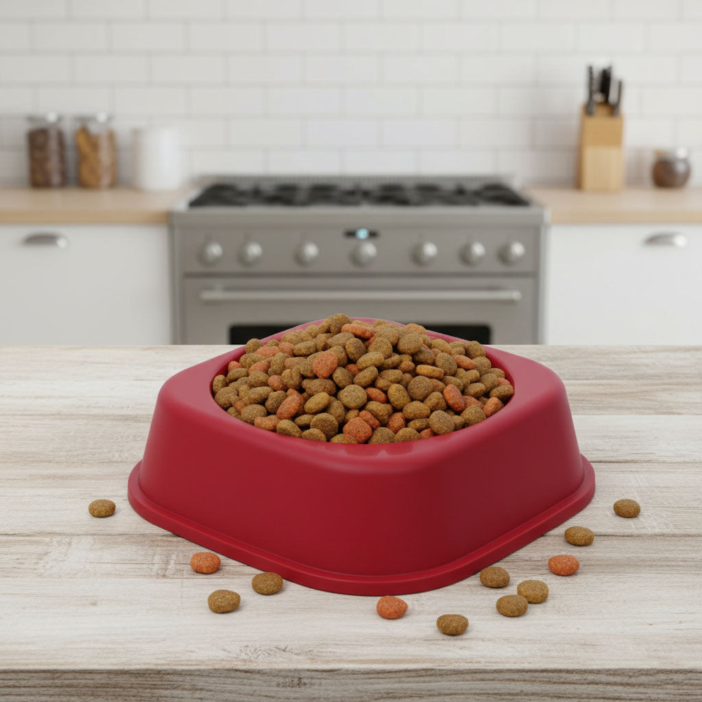 Square Cat & Dog Bowl Set, 6 inch (15 cm) (Pack of 2) - Anti-Slip Food & Water Feeder