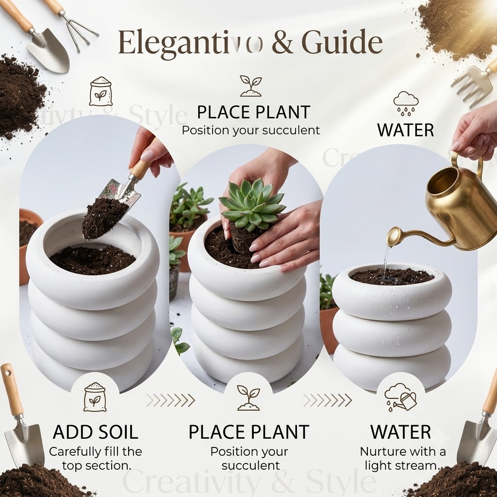 Modern Ring Pot Planters – Decorative Donut Design Set of 2 Mix Colors